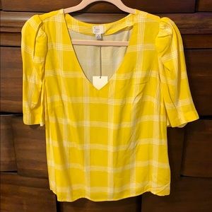 a new day Yellow Plaid Blouse